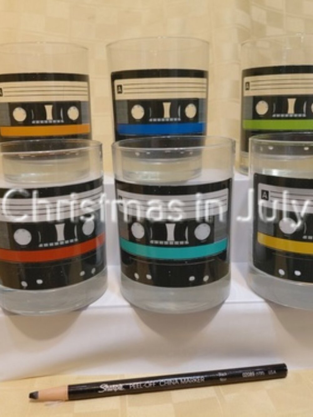 Rare Uncommon Goods Mixtape Mix Tape Glasses Glass set of 6 - 14 oz. tumbler